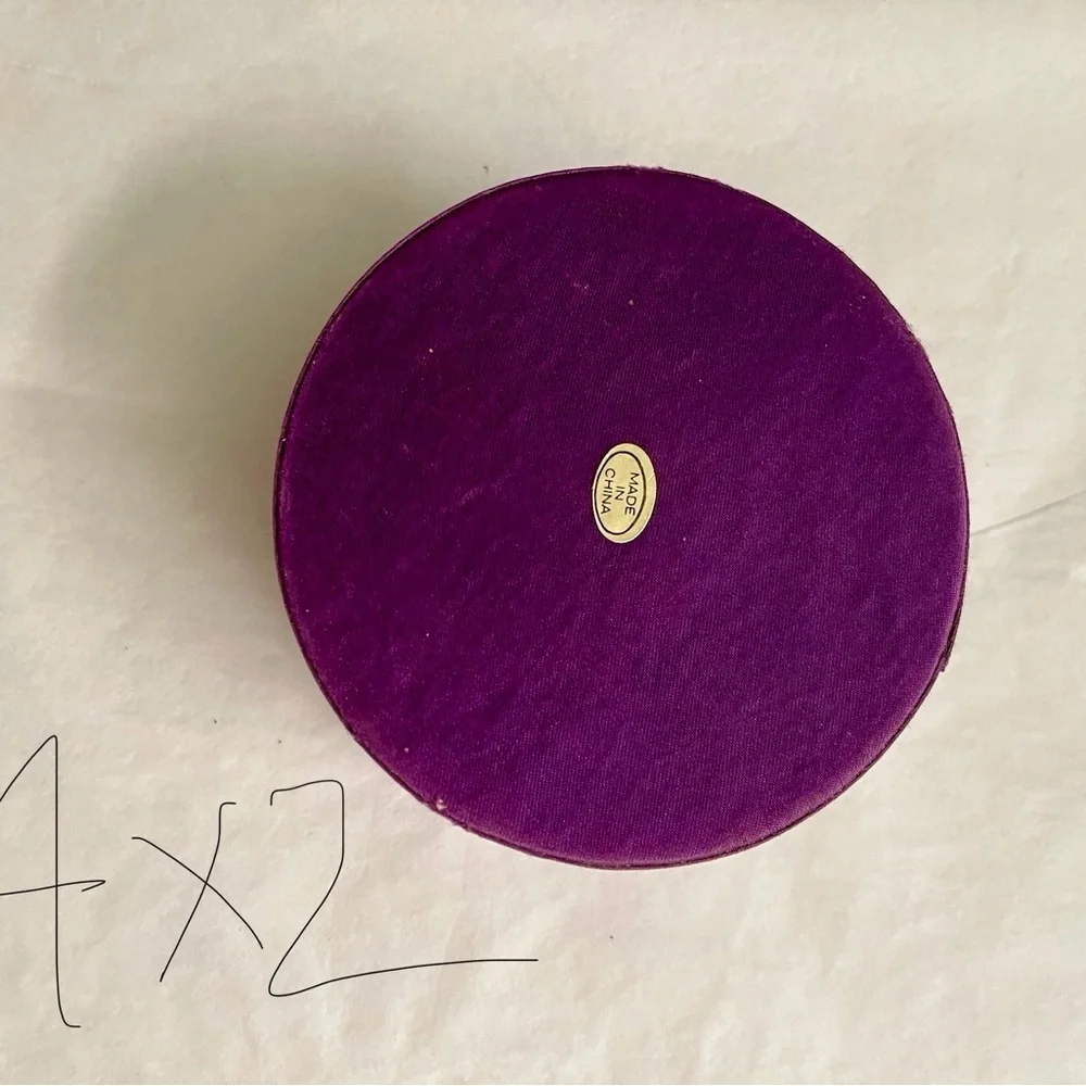 Vintage Purple Silk 4” Round Jewelry Storage Box